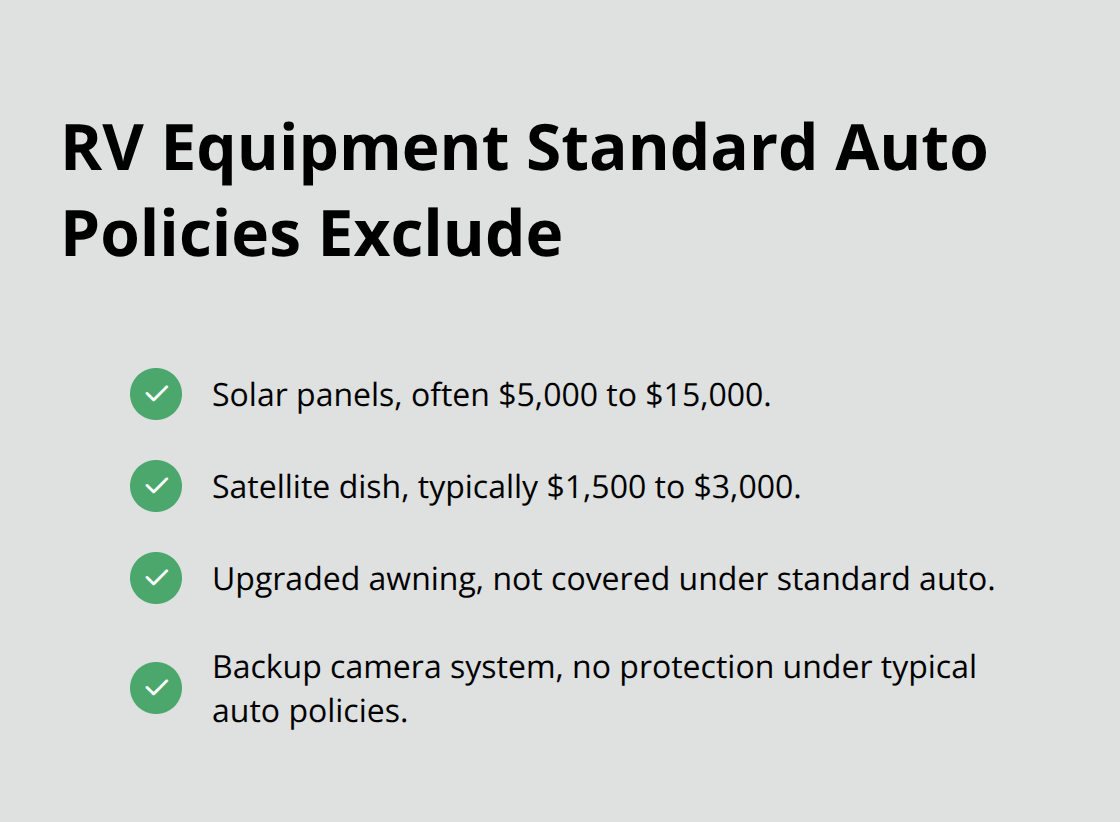 List of RV equipment commonly excluded by standard auto insurance - Auto insurance RVs