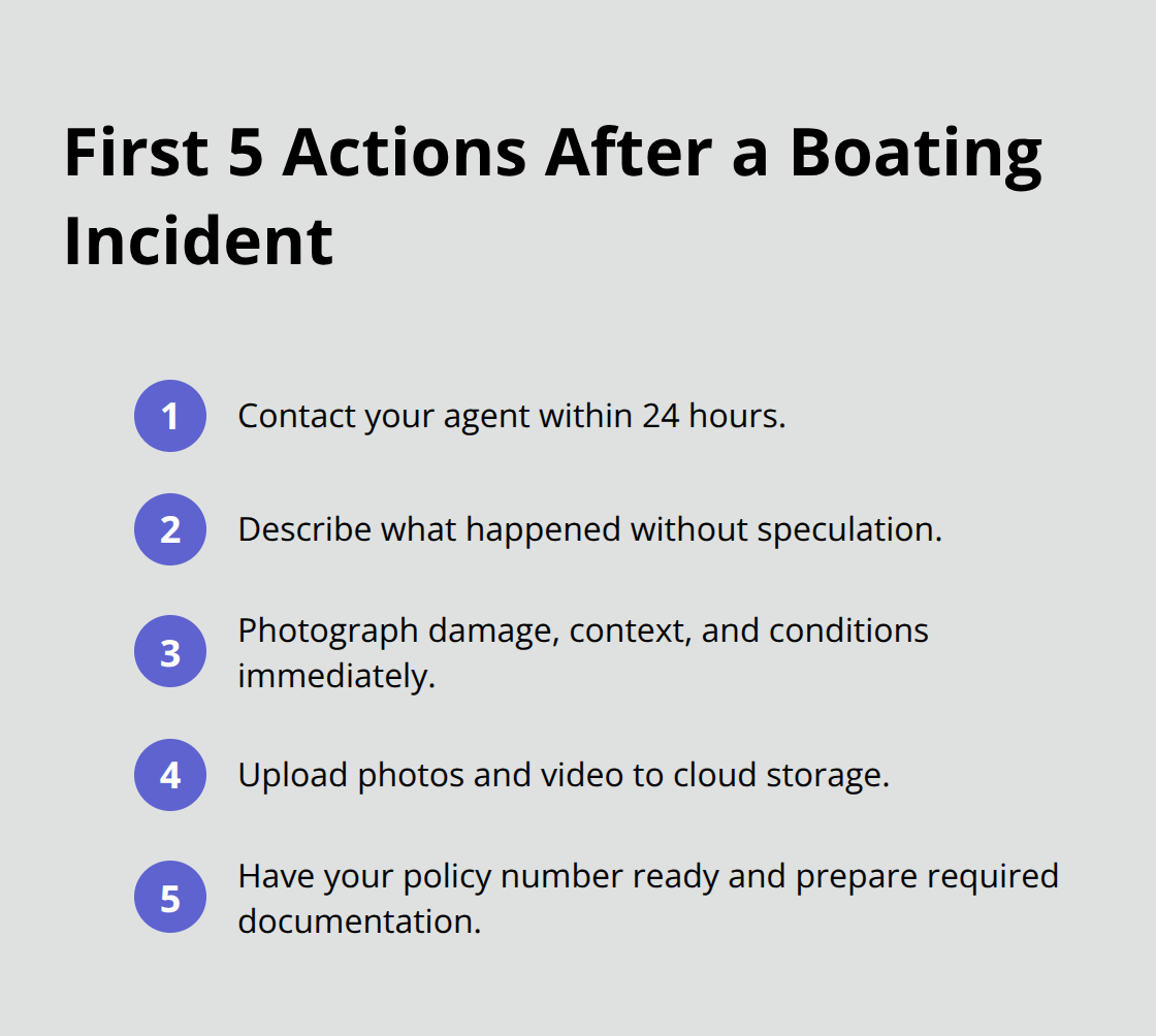 Five immediate steps to start your boat insurance claim correctly