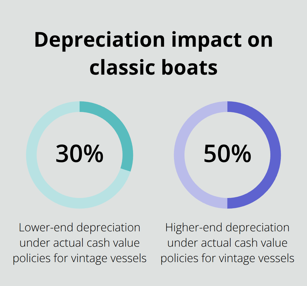 Visualization of how actual cash value policies reduce classic boat payouts through depreciation - Classic boat insurance Kitsap