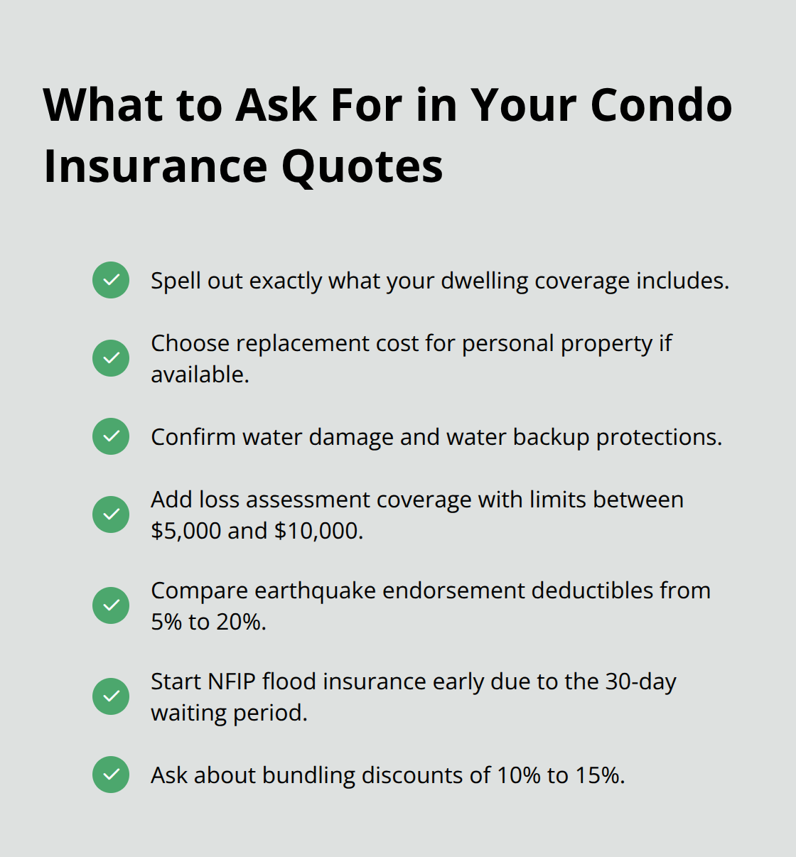 Checklist of must-have quote details for Seattle condo owners - Condo insurance Seattle WA
