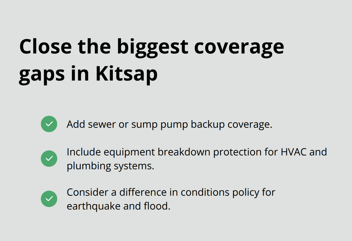 Checklist of endorsements that fill common homeowners insurance gaps in Kitsap County - Kitsap homeowners coverage