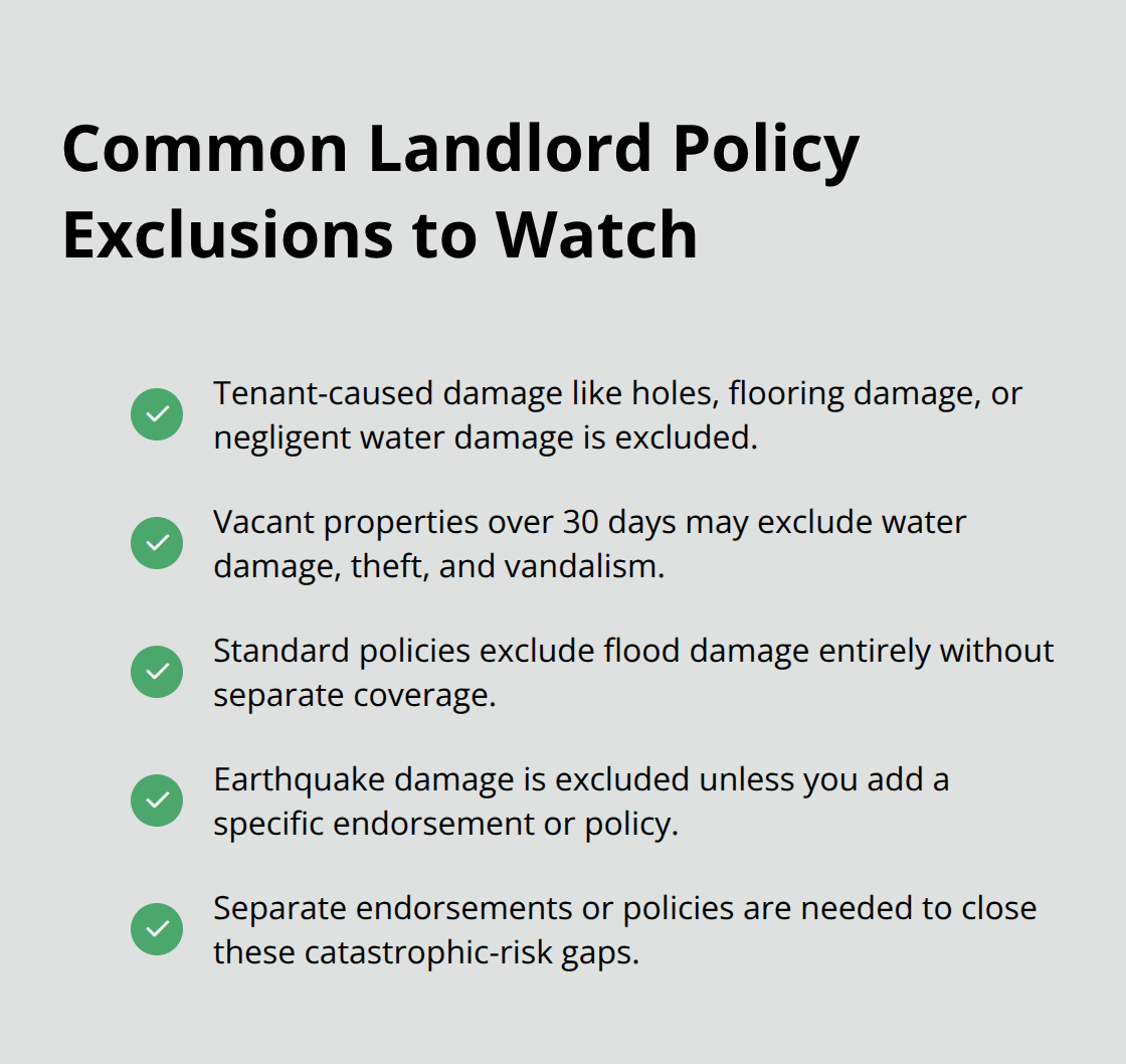 Checklist of typical exclusions in U.S. landlord insurance policies - Landlord insurance guide