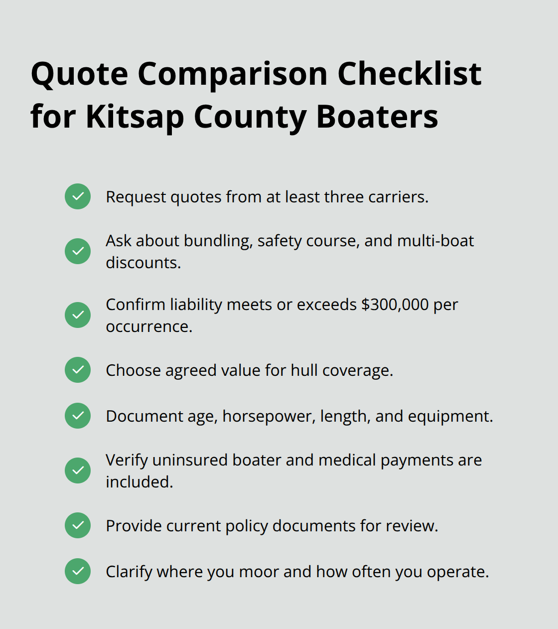 Checklist of steps to compare yacht insurance quotes effectively